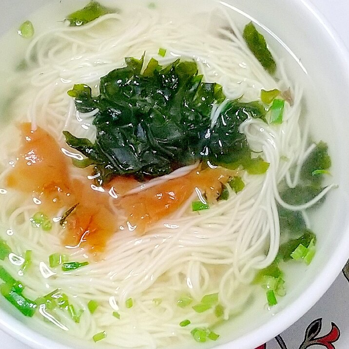 お茶漬け風、ずぼらな温素麺